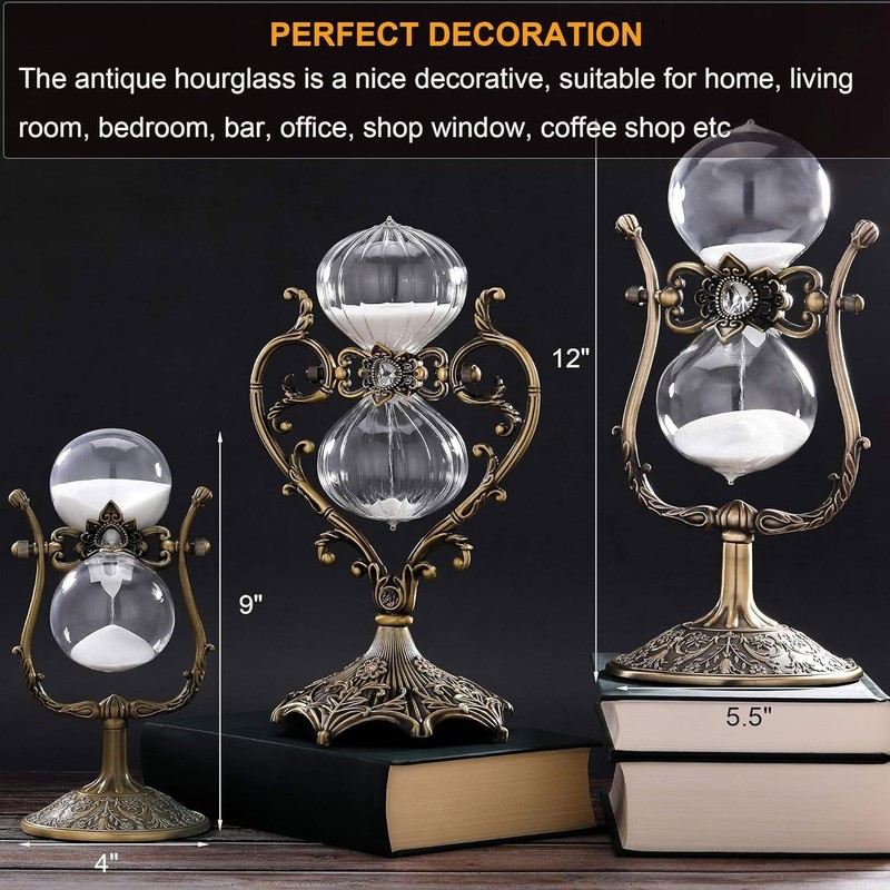 Hourglass Timer Sand Clock 60 Minutes, 360° Rotating Large 60 Min, White gallery
