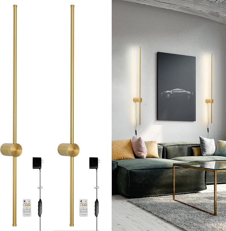 LED Wall Lights RC Dimmable Modern Plug in Wall Sconce Set of 2 With Dimmer 39" gallery