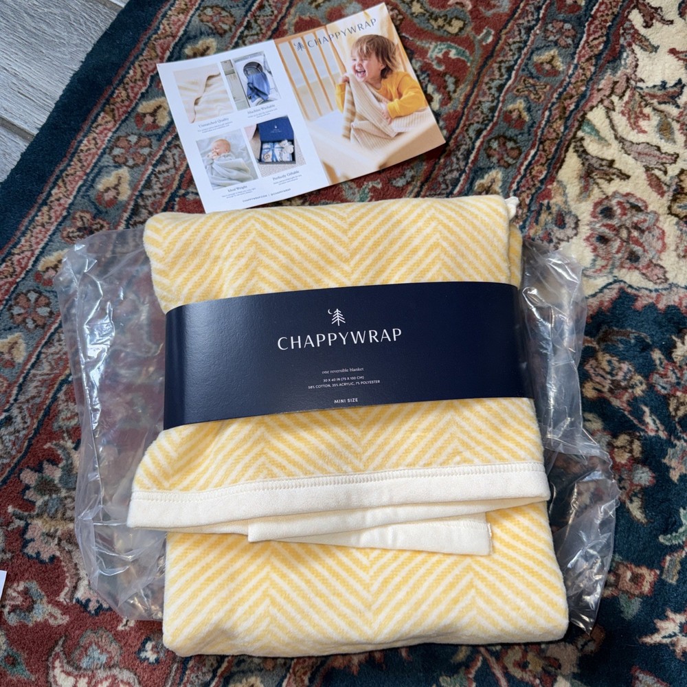 ChappyWrap Reversible Blanket - Mini 30x40 Harborview Herringbone Butter Yellow