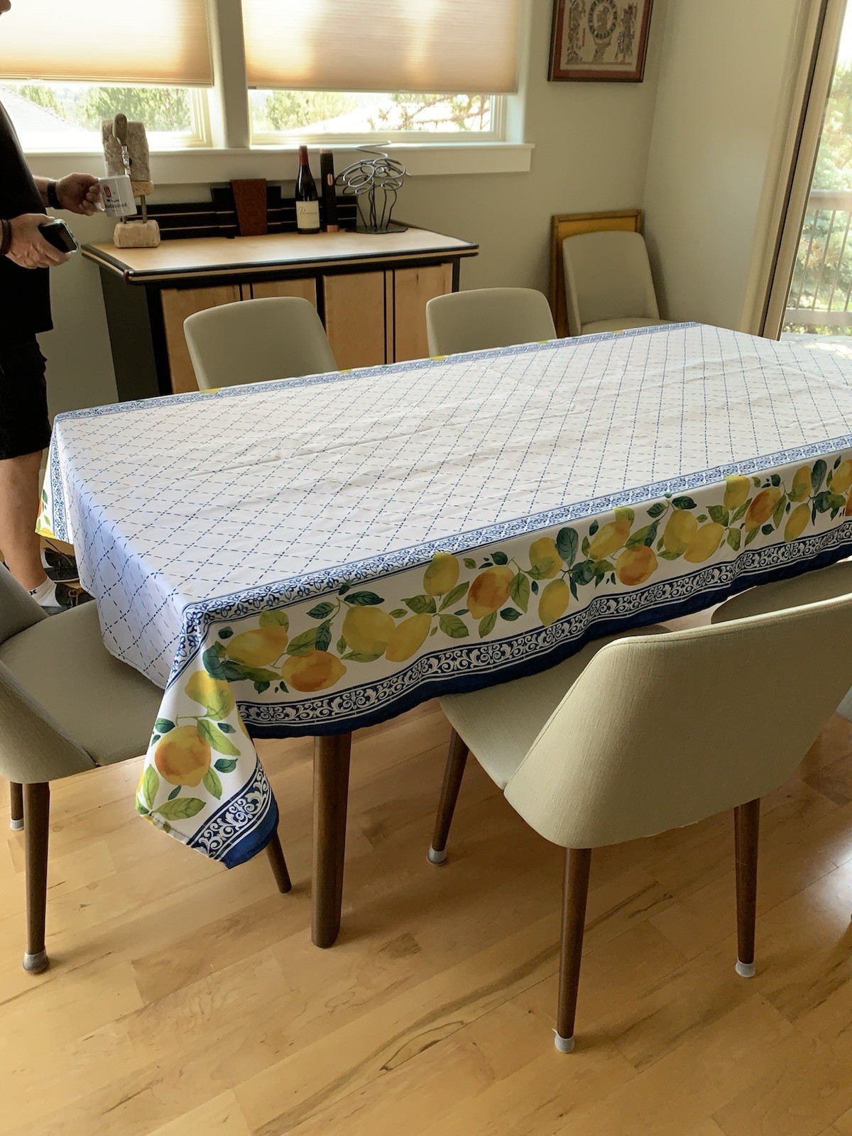 Tablecloth 59 x 102 Inches Lemon Border Botanical Rectangle Blue White Yellow gallery
