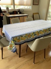 Tablecloth 59 x 102 Inches Lemon Border Botanical Rectangle Blue White Yellow