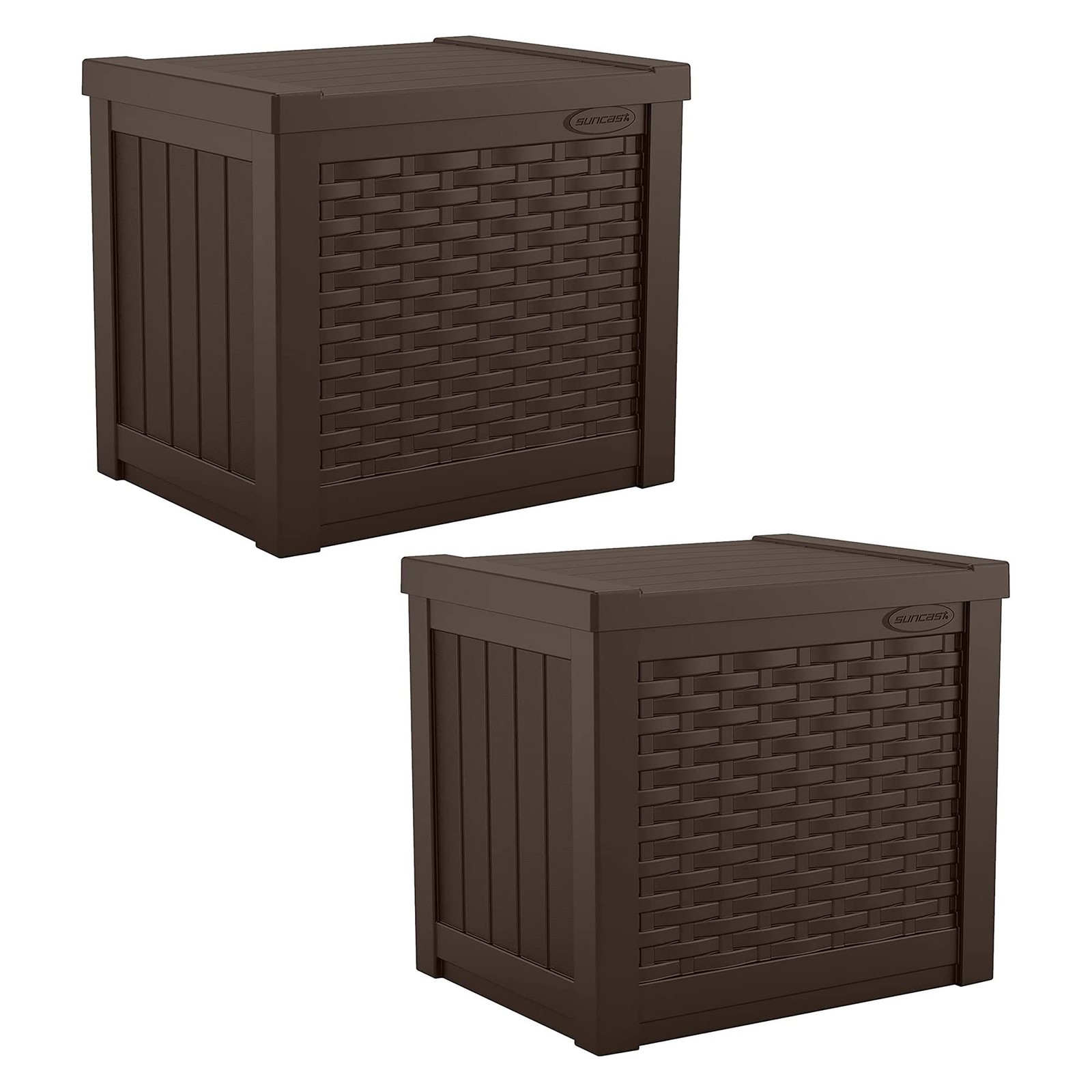 Suncast 2 Pack 22-Gallon Small Deck Box - Lightweight Resin 2 Pack, Java gallery