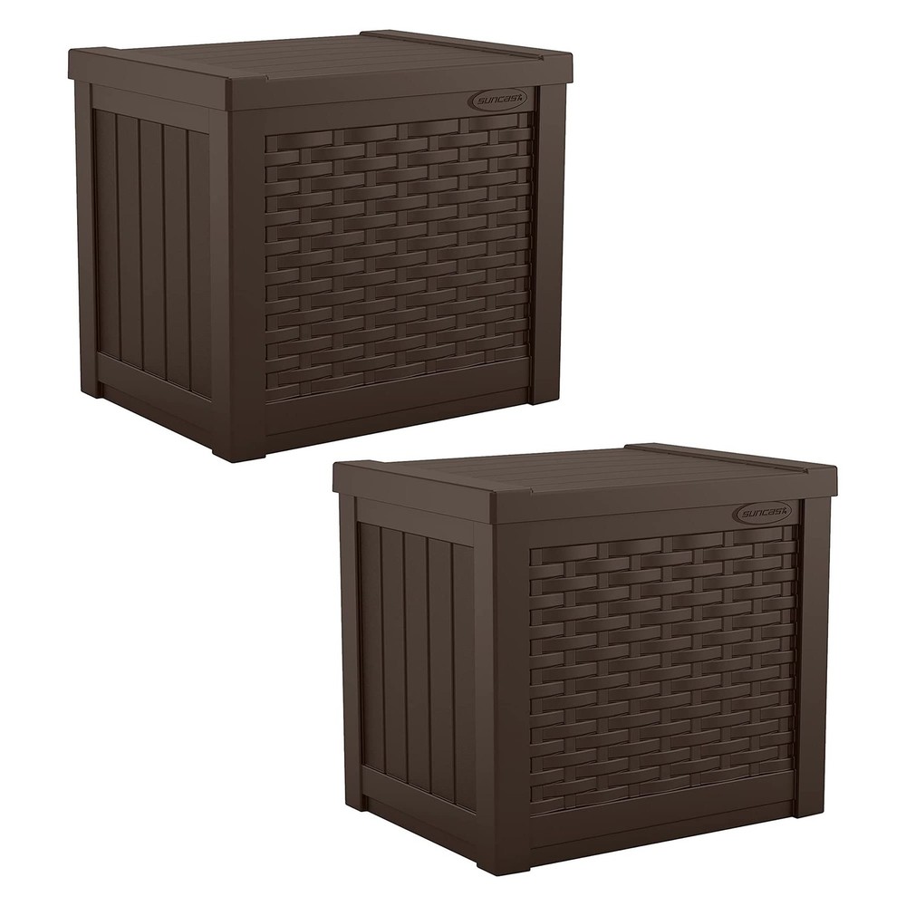 Suncast 2 Pack 22-Gallon Small Deck Box - Lightweight Resin 2 Pack, Java