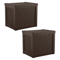 Suncast 2 Pack 22-Gallon Small Deck Box – Lightweight Resin 2 Pack, Java