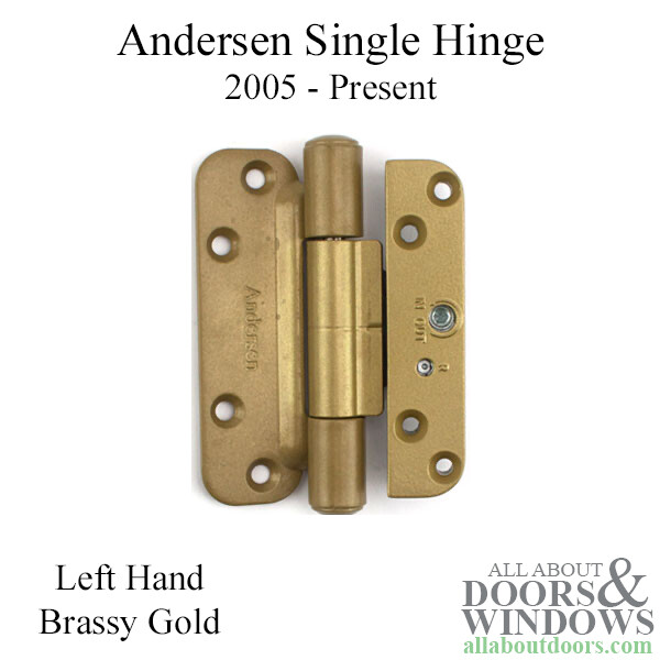 Andersen Patio Hinge Left Hand 2005-Present Brassy Gold Tone Single Patio Hinge gallery