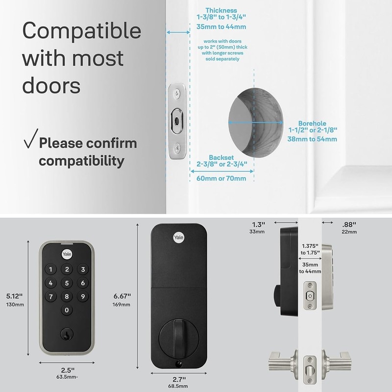 Satin Nickel Code Keypad Deadbolt Front Door Lock for Keyless Entry, -NR-619 gallery