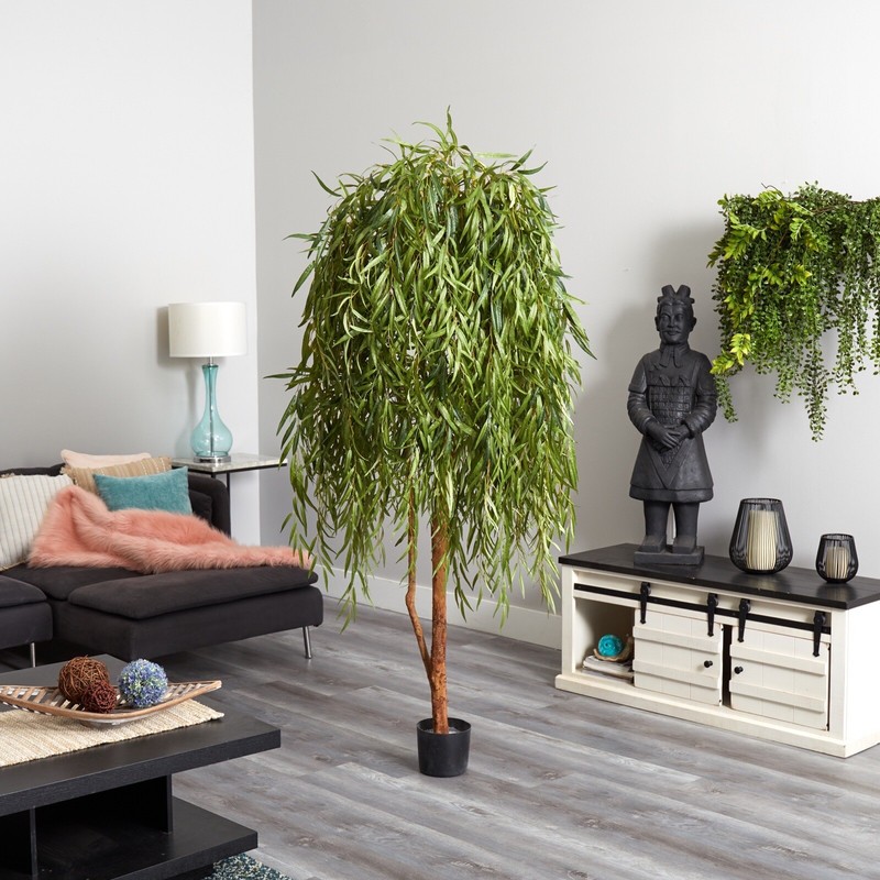 7’ Willow Artificial Tree (Real Touch) w/ Natural Trunk Home Decor. Retail $422 gallery