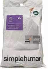 simplehuman Custom Fit Trash Can Liners 10-12 Liters 2.6-3.2 Gallons 20 Count 🔥