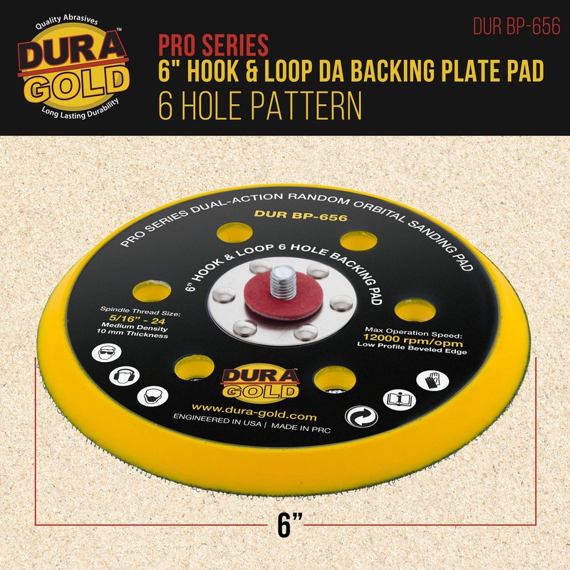 6" Hook & Loop DA Backing Plate Pad, 6 Hole Pattern, Auto Sanding Polishing Pad gallery