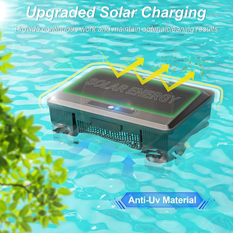 Solar Powered Robotic Pool Skimmer, Surface Black gallery