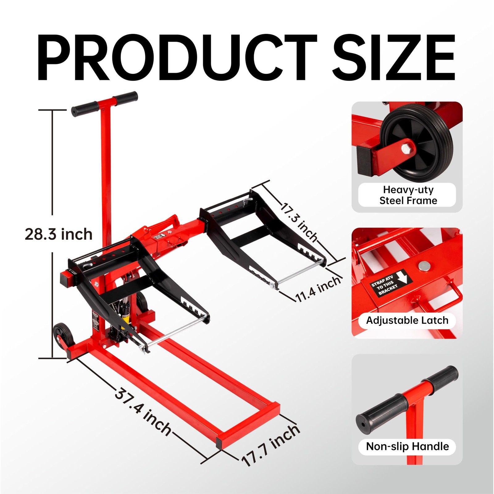 300lb Capacity, Adjustable Riding Lift Jack Heavy Duty Construction with Safe... gallery
