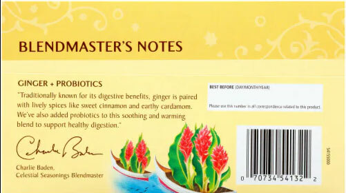 Celestial Seasonings Ginger + Probiotics Herbal Tea - 20 tea bags gallery
