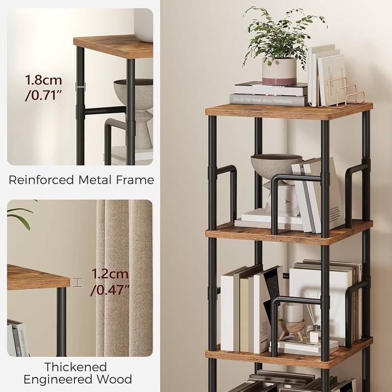 Rotating Bookshelf Space Saving Corner Display Storage Home Office Organizer New gallery