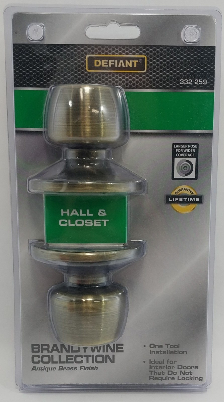 Defiant Hall and Closet Door Knob Set Brandywine Collection Brass Finish NIB gallery