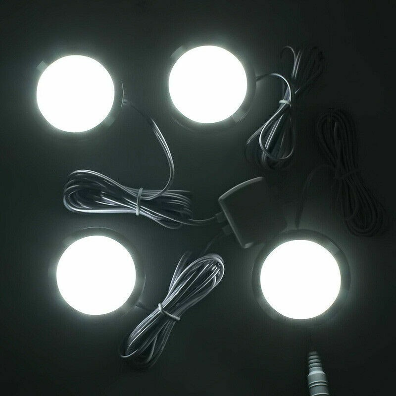 4-12PCS LED Puck Light Under Cabinet Lighting Kit Kitchen Room Counter Wired gallery