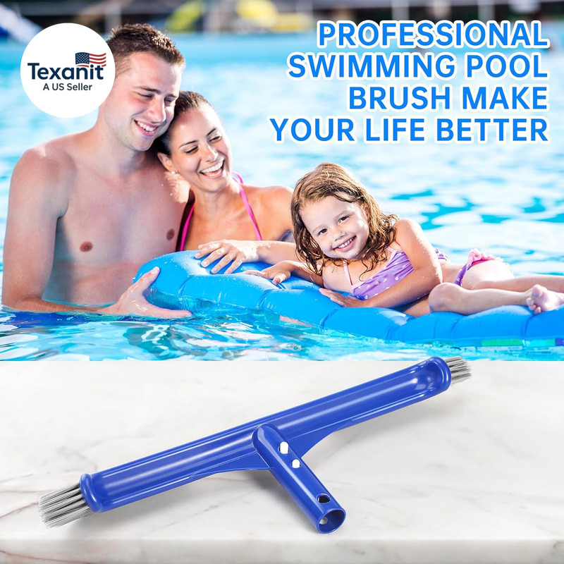 Pool Brush Head, 17" Pool Brushes for Cleaning Pool Walls, Curved Ends High-Effi gallery