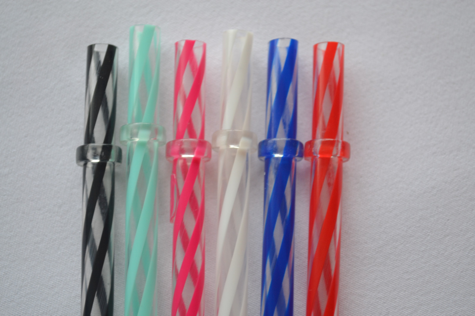 11" - 6 Reusable Straws Swirly Color Hard Plastic Acrylic Rings BPA Free #5 gallery