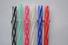 11″ – 6 Reusable Straws Swirly Color Hard Plastic Acrylic Rings BPA Free #5