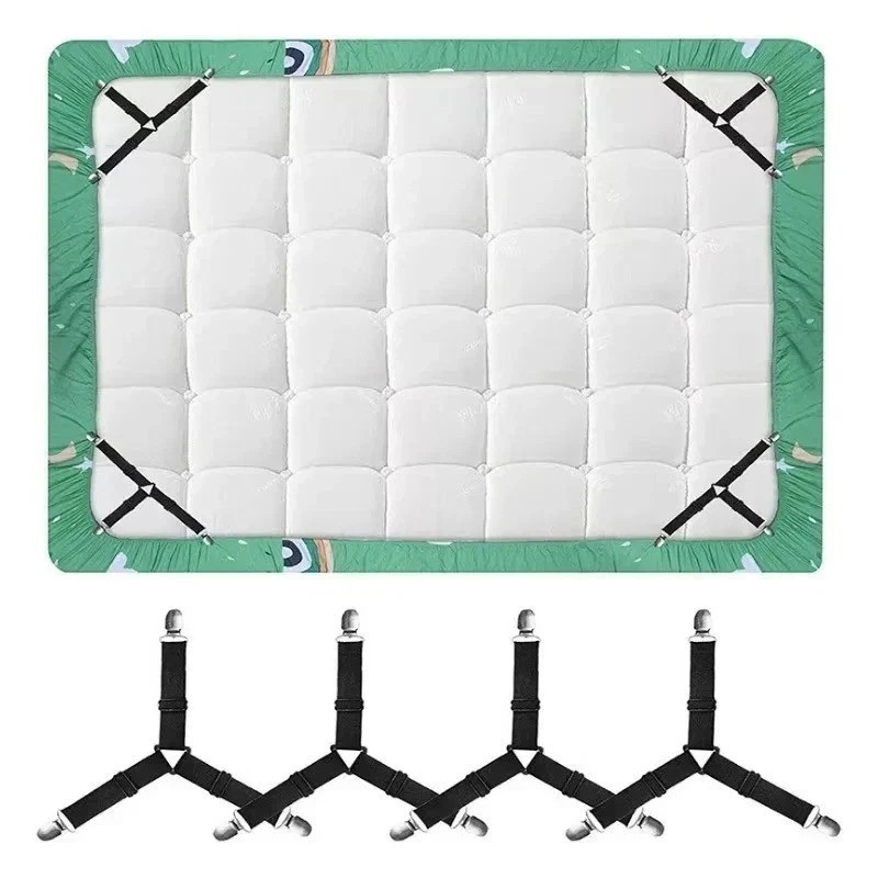 4Bed Sheet Fasteners Adjustable Elastic Suspenders Straps Mattress Covers Clips gallery