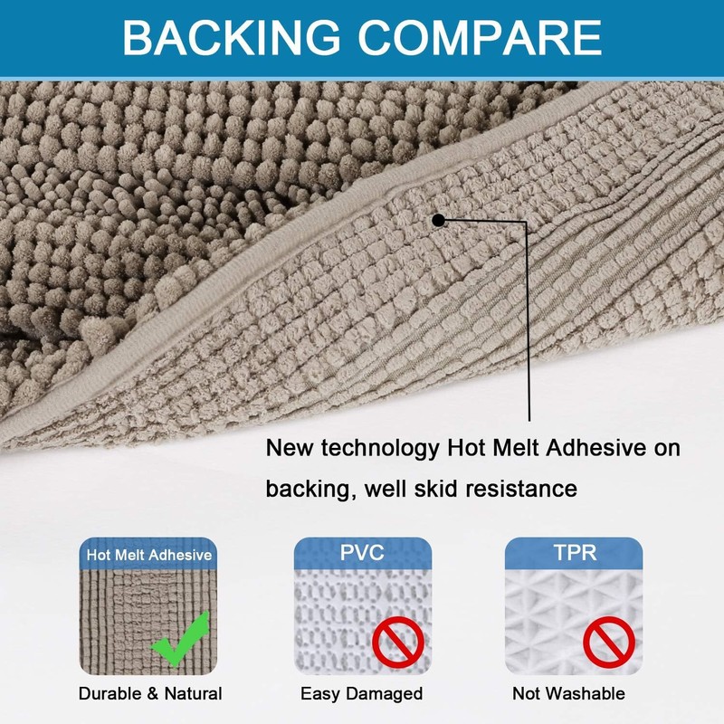Extra Thick Chenille Bath Mat Set Non Skid Striped Bathroom Rugs Soft Absorbent gallery