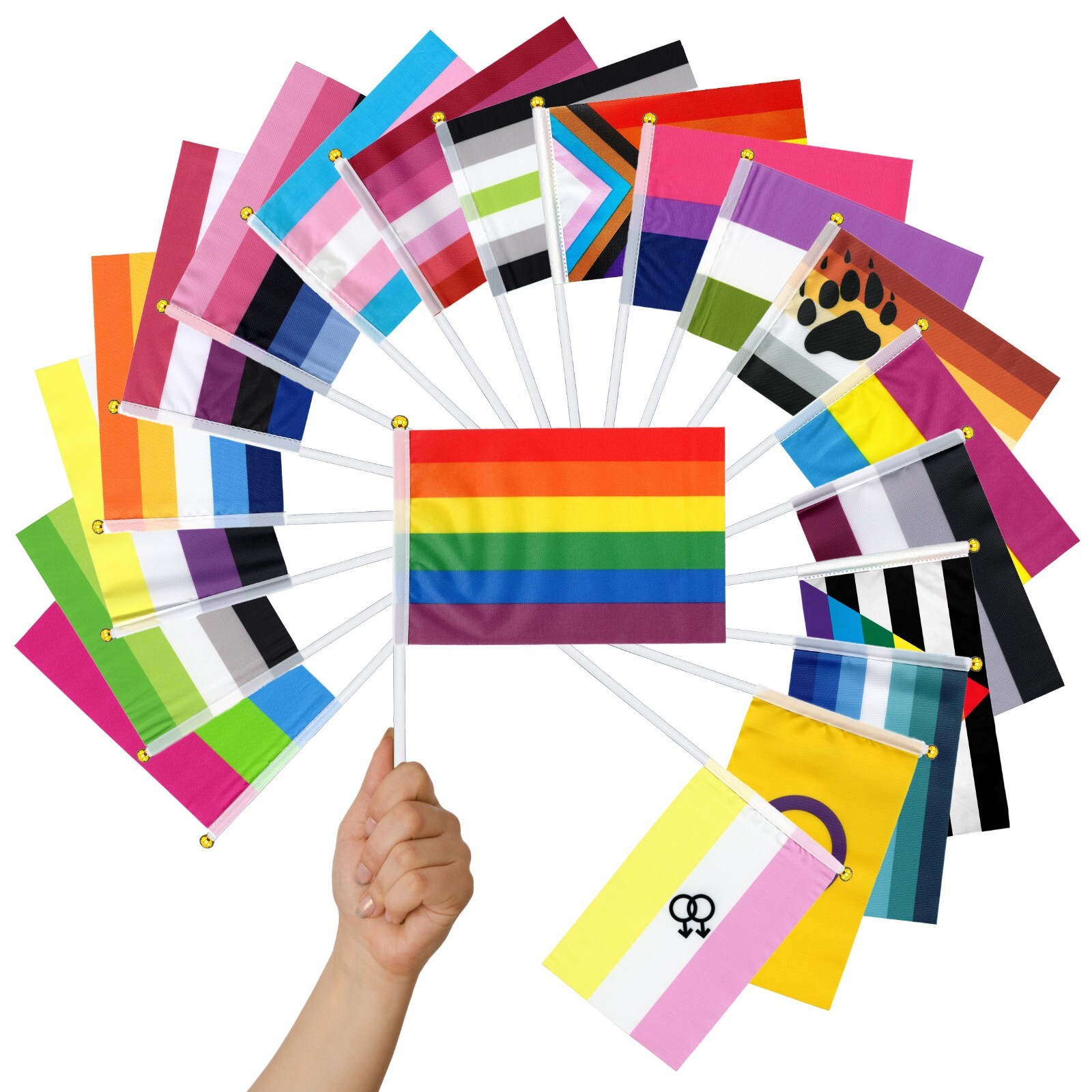 Mini PRIDE HANDHELD FLAG, LGBT Rainbow Trans Genderfluid Asexual Lesbian Pan Bi gallery