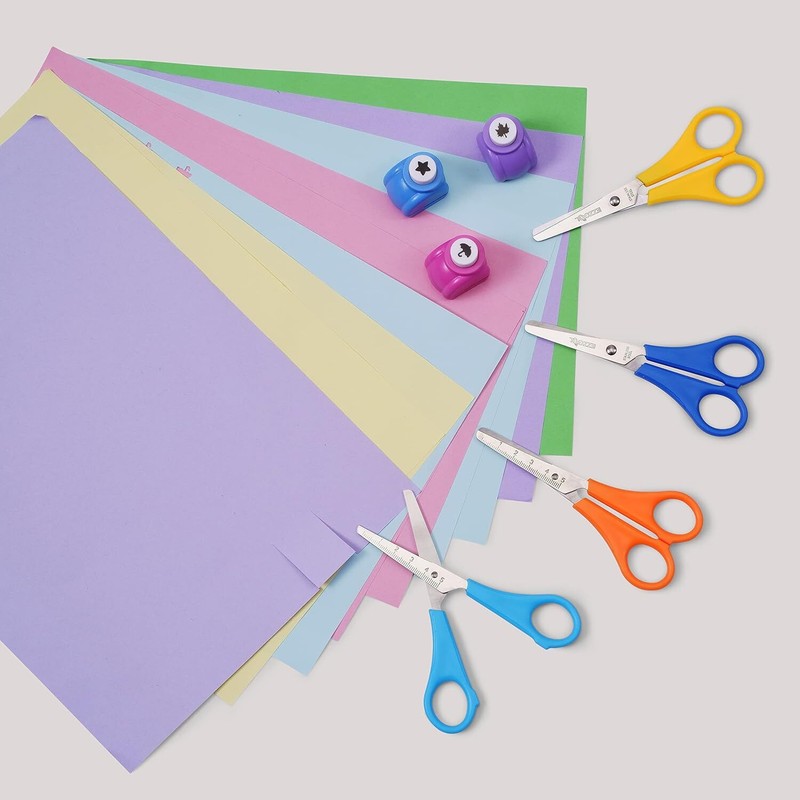 Scissors Bulk for Kids, EZZGOL 48 PACK 5” Safety Pink, Blue, Orange, Green gallery