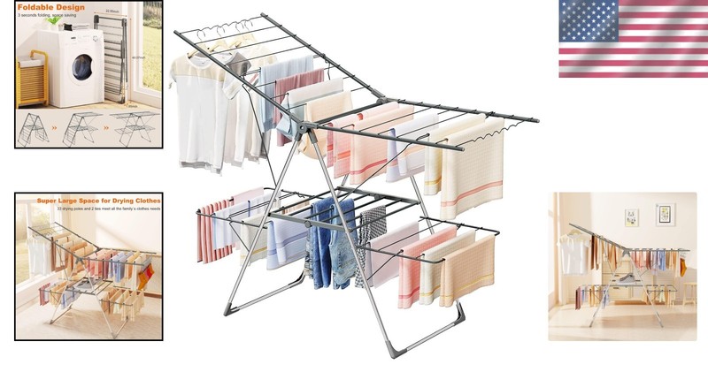Clothes Drying Rack Foldable Large Laundry Drying Rack Collapsible Stainless ... gallery