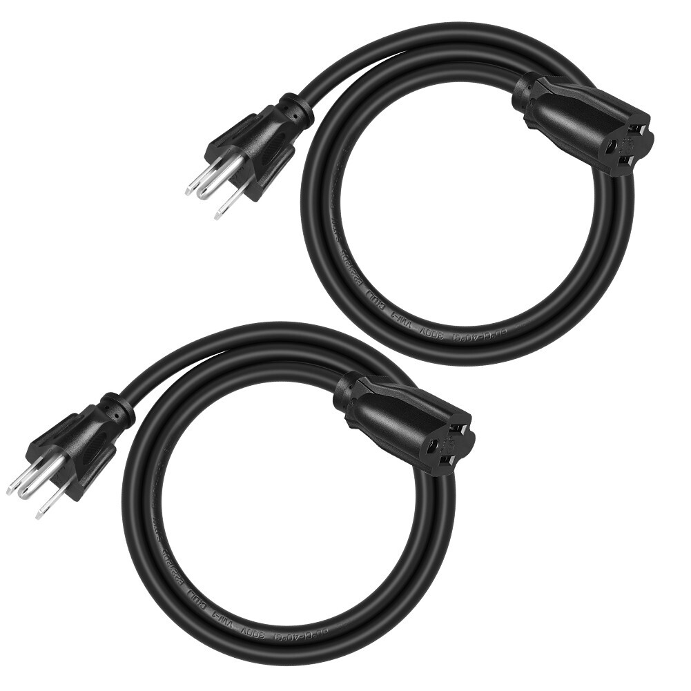 DEWENWILS 2 Pack 3 Foot Extension Cord, 16 AWG SJTW Power Cable 3 Prong Outlets gallery