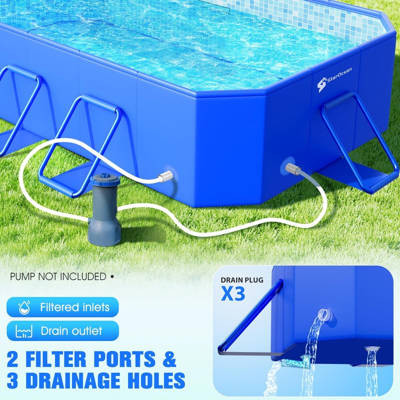 2026 Large Foldable Pool Non-Inflatable Swimming Pool, 118"x73"x20" gallery