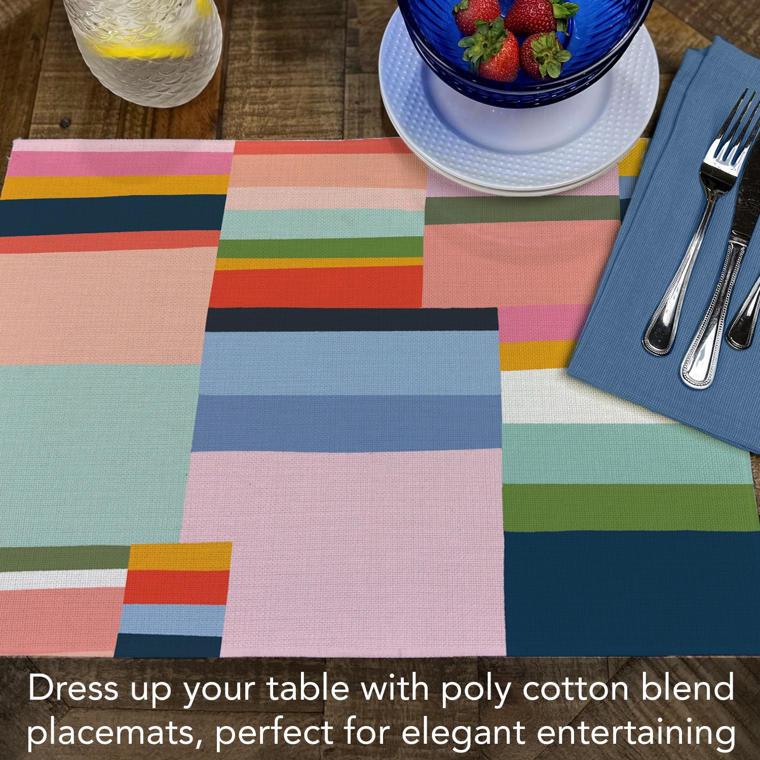 Colorblock 4-Pack Poly-Cotton Blend Placemats Manufactured in The USA gallery