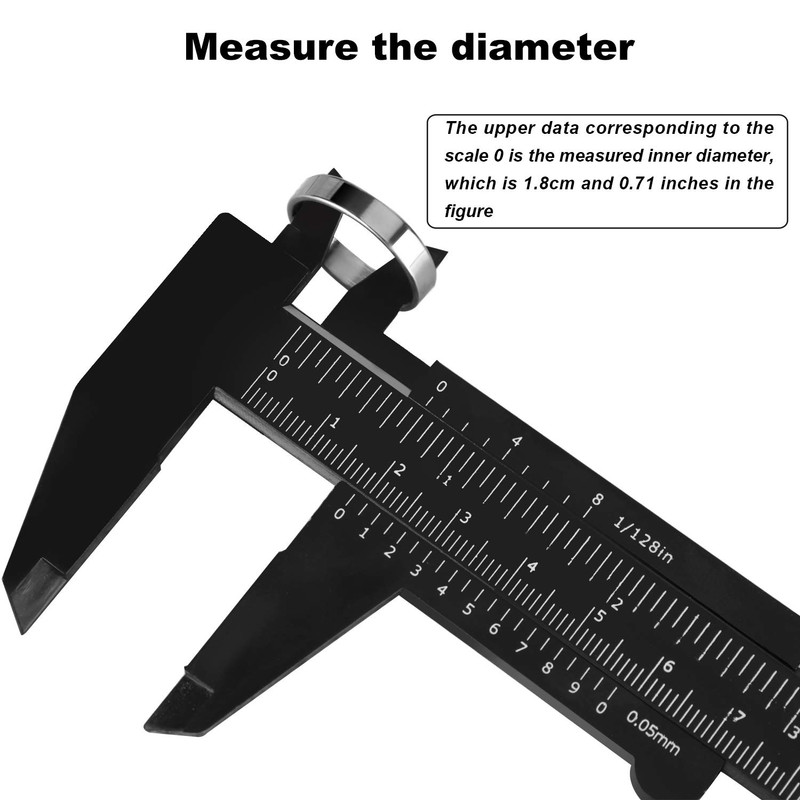 10 Pcs Plastic Vernier Caliper 0-6 Inch/0-150 Mm for School Student Black Mini D gallery