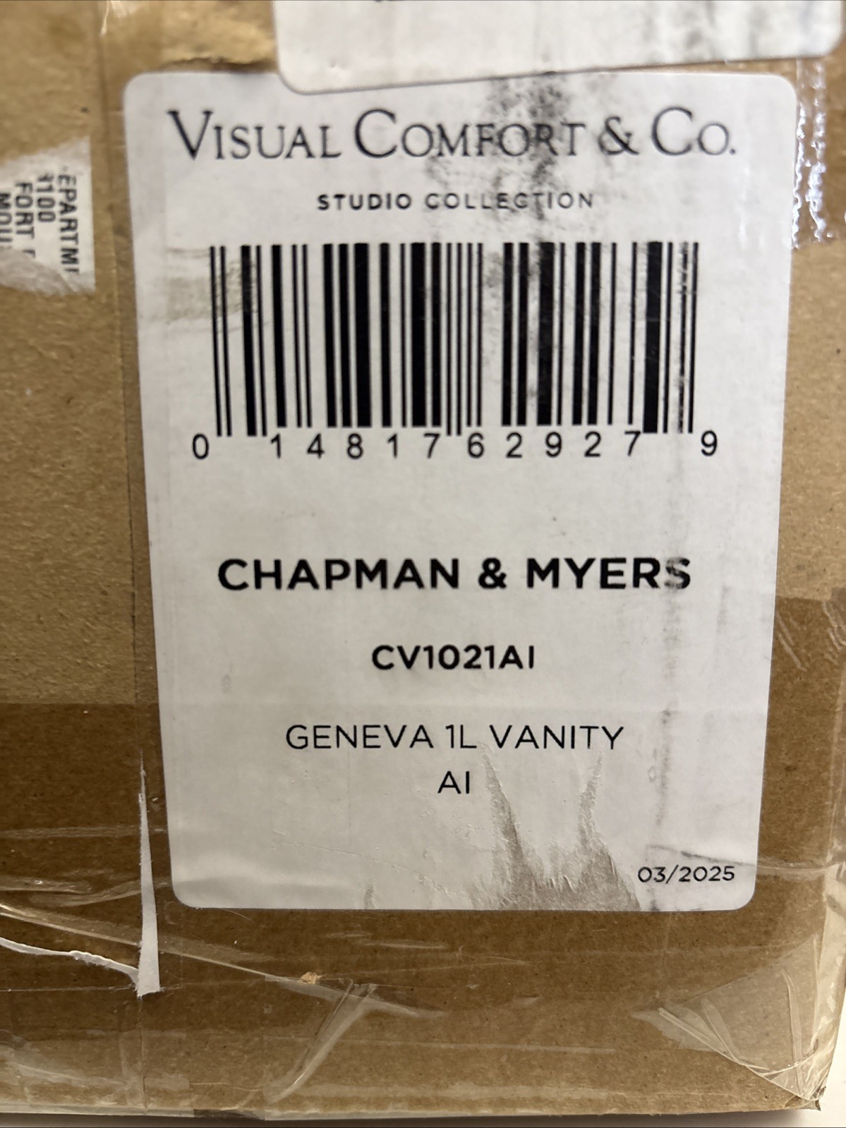 Visual Comfort CV1021AI Chapman and Myers Geneva 1L Vanity Sconce - Aged Iron gallery