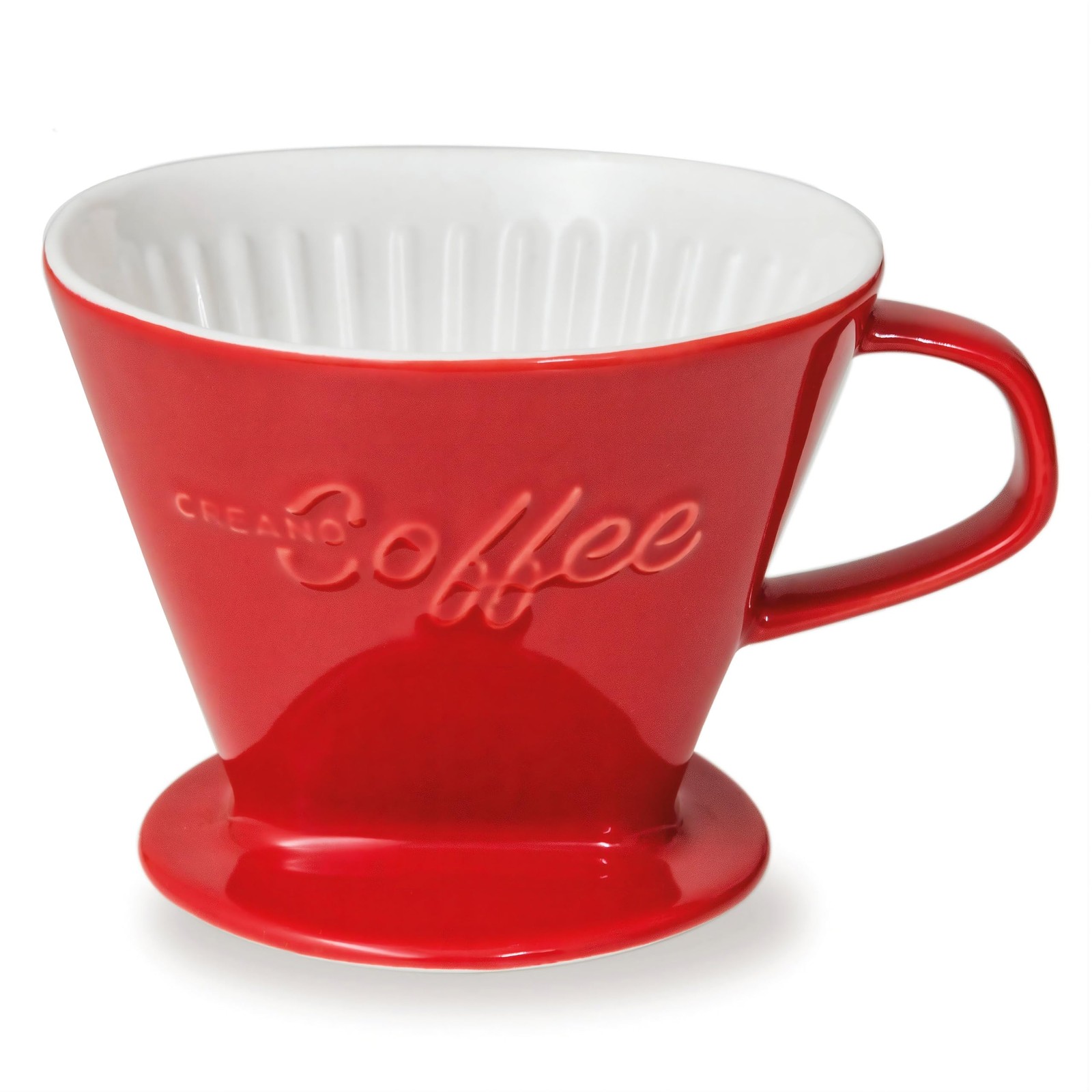 XXL Porcelain Coffee Dripper Red - Ceramic Cone Brewer - Pour over Coffee Maker gallery
