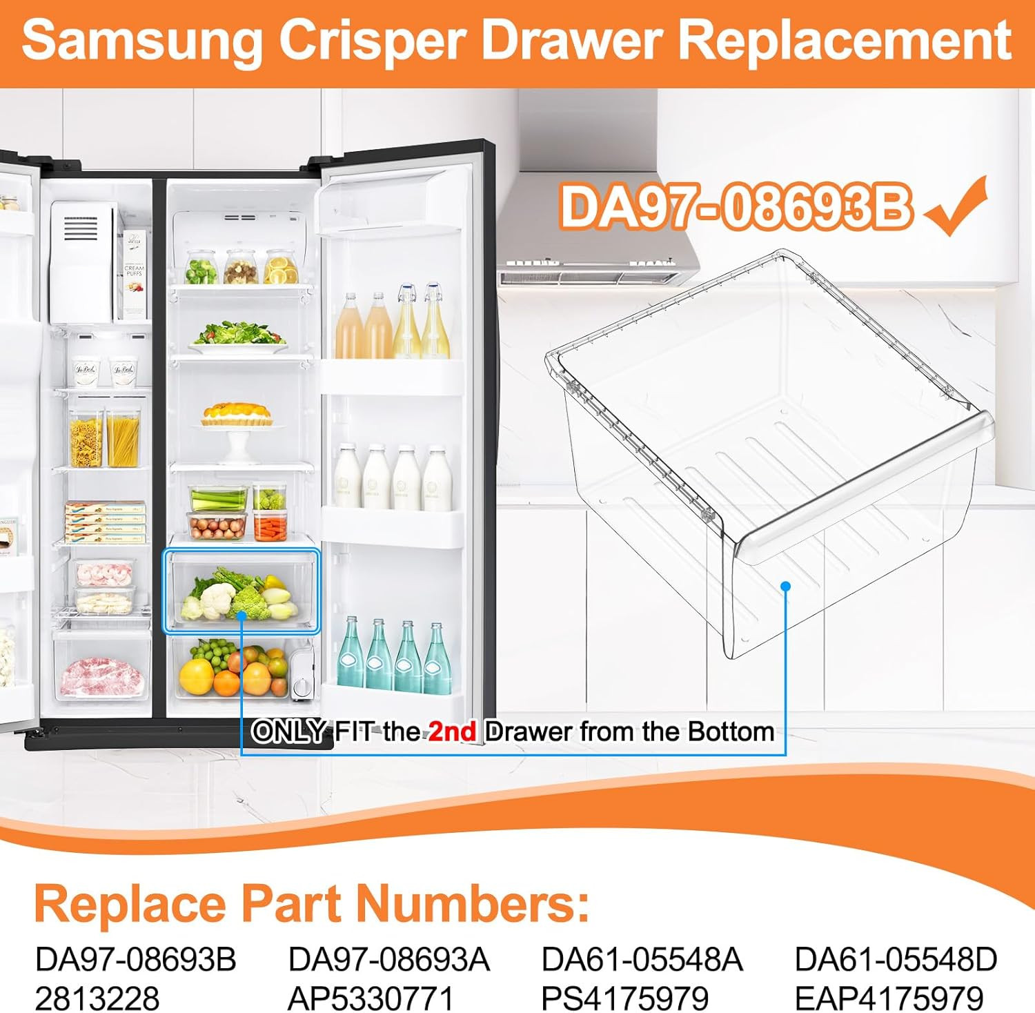 Samsung Refrigerator Crisper Drawer Replacement - DA97-08693B Compatible Bin gallery