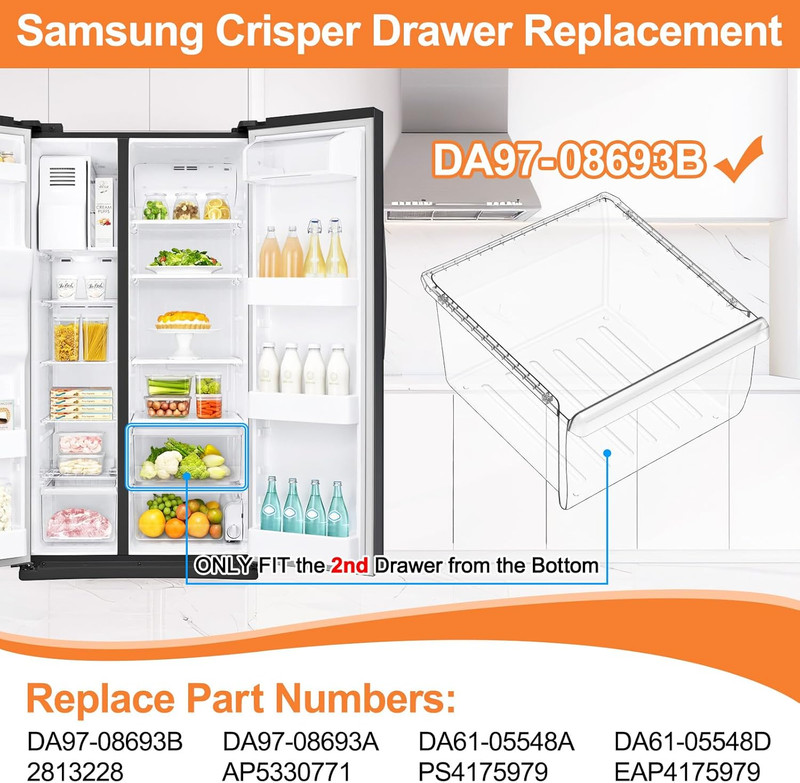 Samsung Refrigerator Crisper Drawer Replacement - DA97-08693B Compatible Bin gallery
