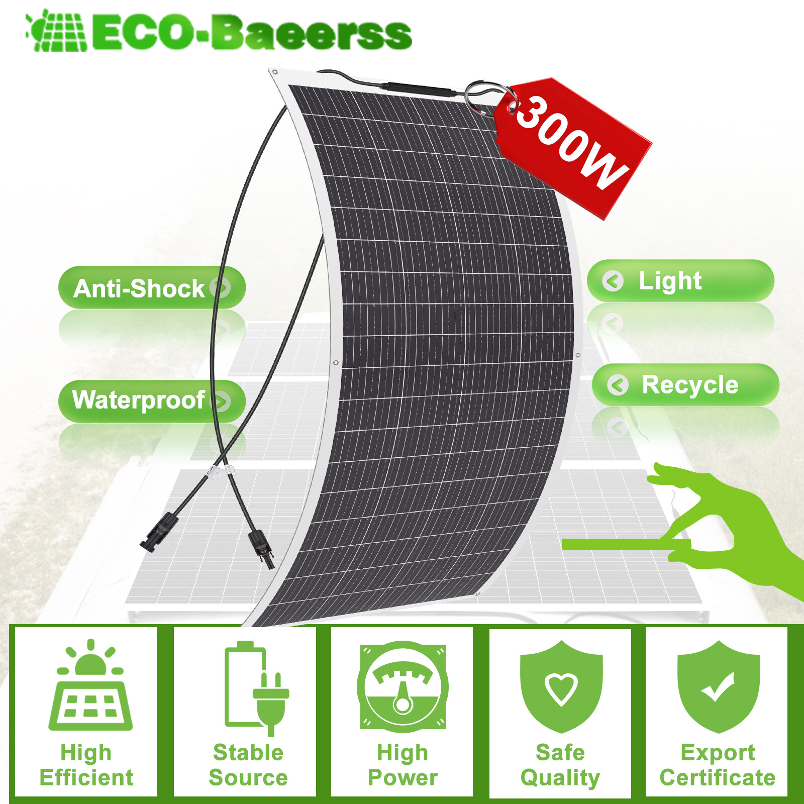 300W Flexible Solar Panel Mono 12V Portable Power Camping Home RV Battery Charge gallery