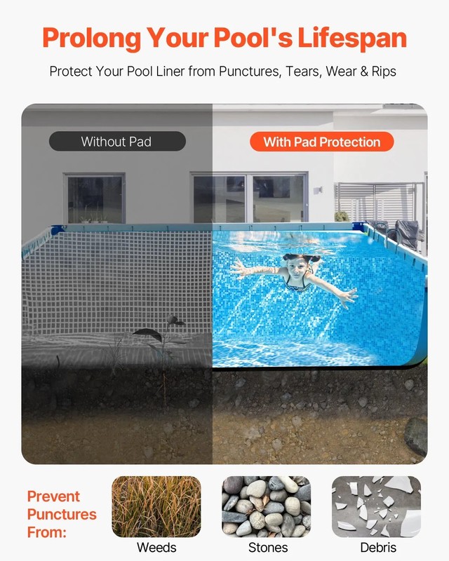Rectangle Pool Liner Pad, 16 x 32 ft Pool Liner Pad for Above Ground Swimming P gallery
