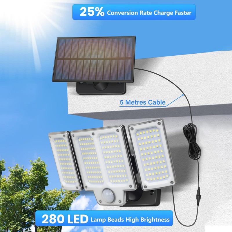 280 LED Solar Street Light Motion Sensor Outdoor Garden Wall Security Flood Lamp gallery