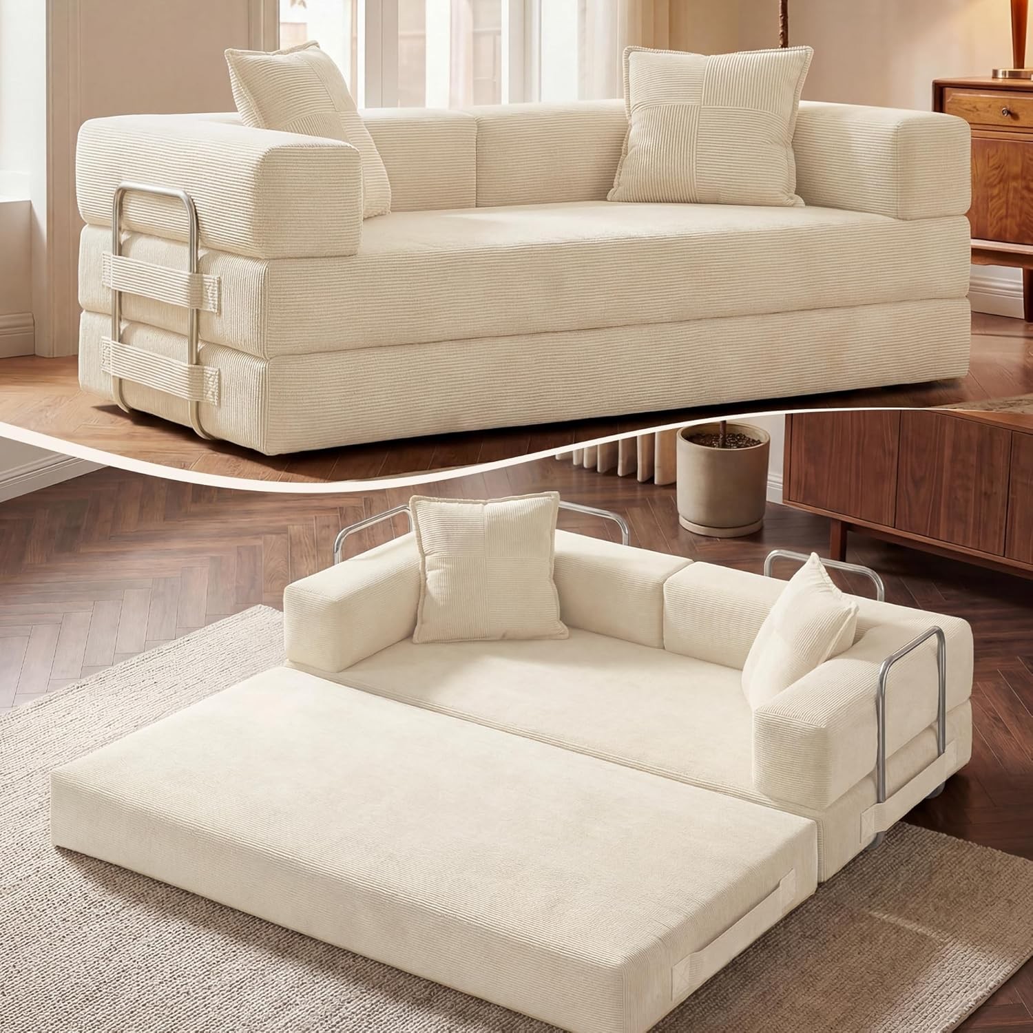 78 Inch Convertible Sofa Bed 5-in-1 Futon Sofa Bed Pull Out Couch Boneless Couch gallery