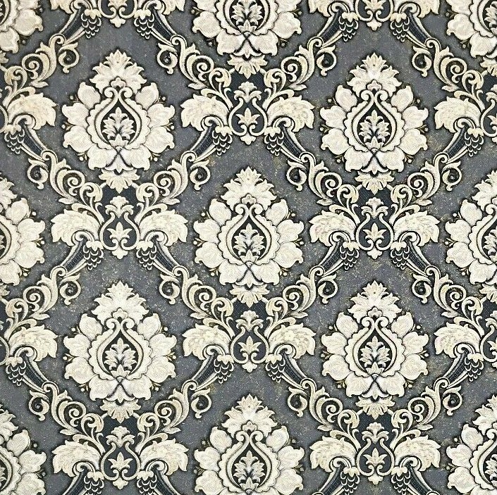 Embossed wallpaper textured Victorian damask gray gold metallic wallcoverings 3D gallery