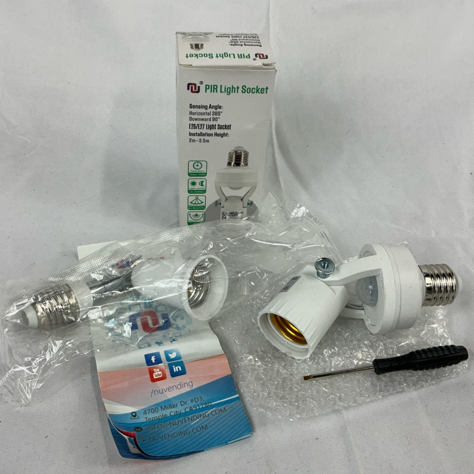 PIR Motion Sensor Light Socket & Light Socket Extender Both Rotatable E26/27 gallery