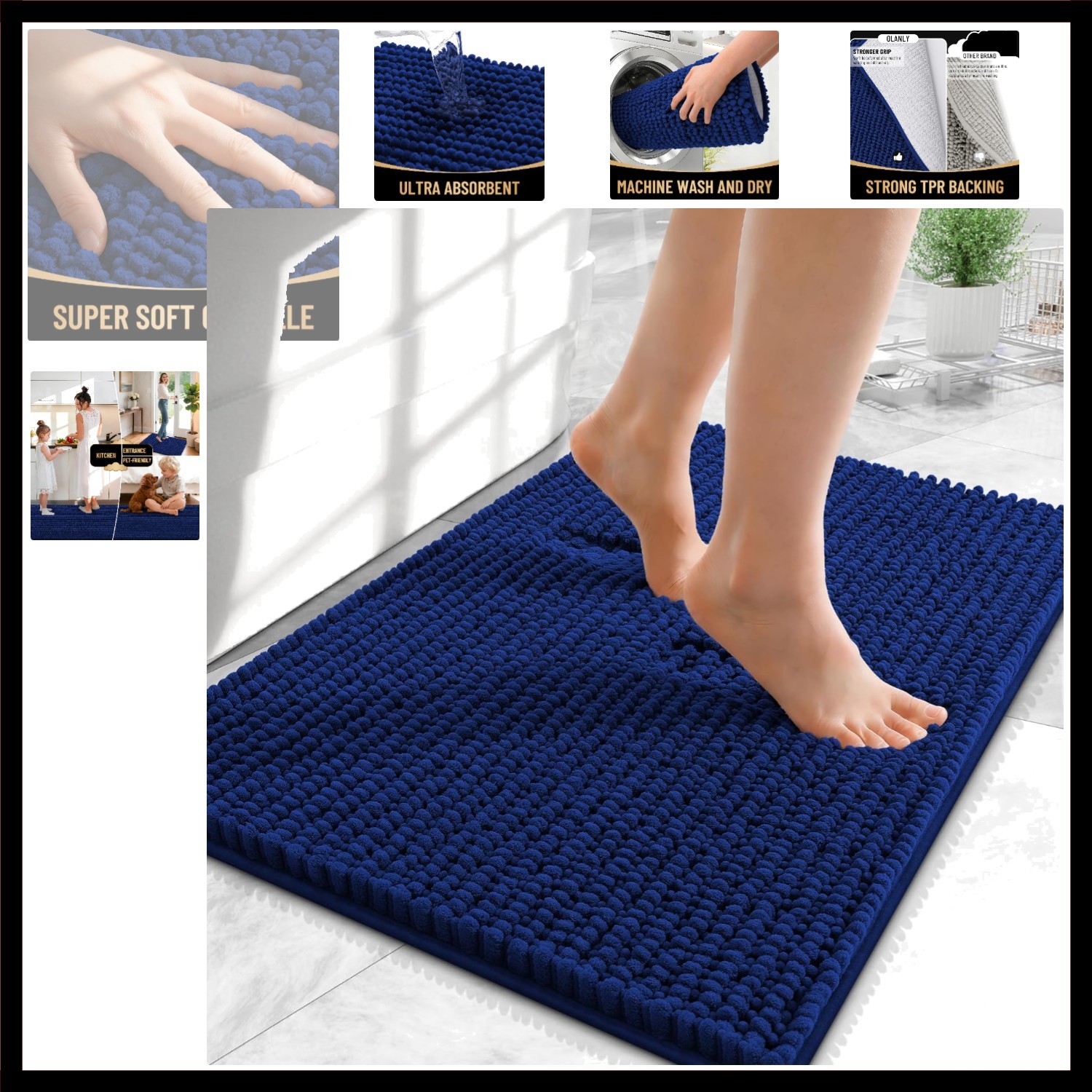 Thick Small Bathroom Rugs 24x16, Extra Soft Absorbent Chenille Bath Rugs, Rub... gallery