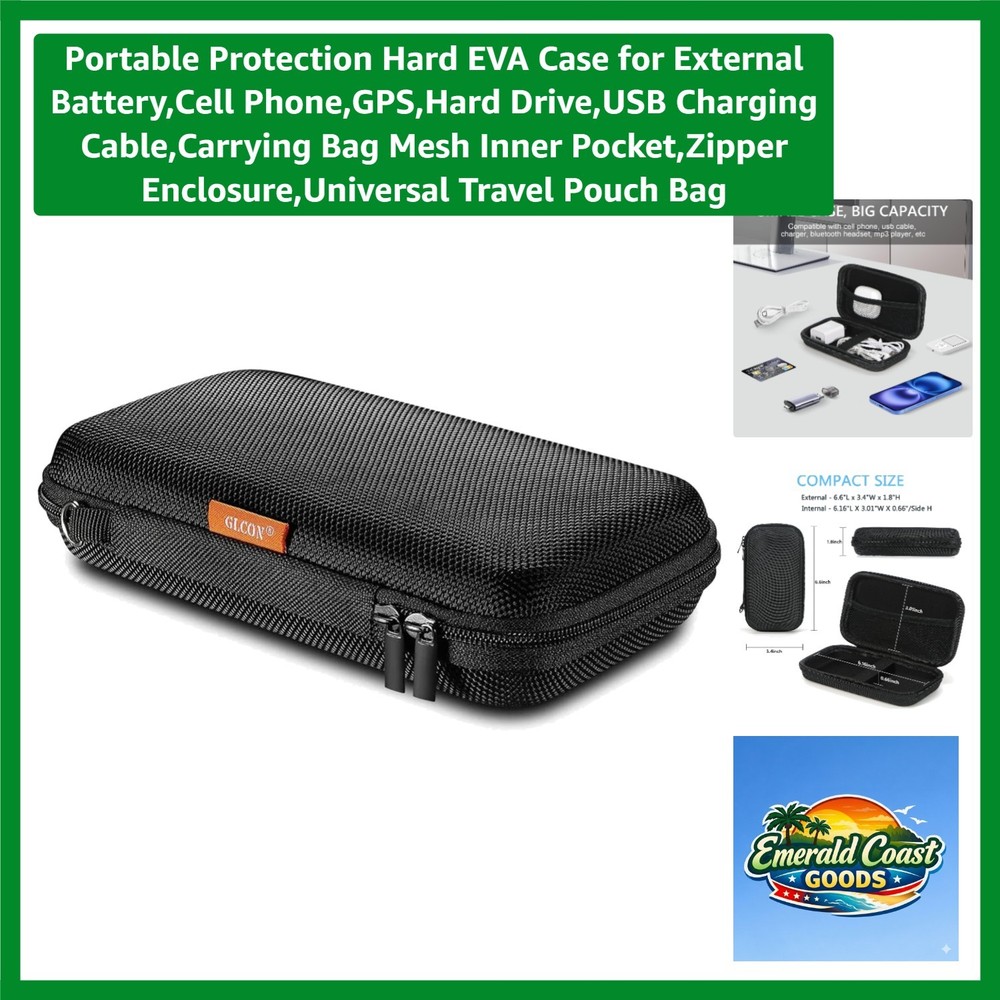 EVA Hard Shell Portable Case - 6.6” Universal Storage for Tech & Accessories