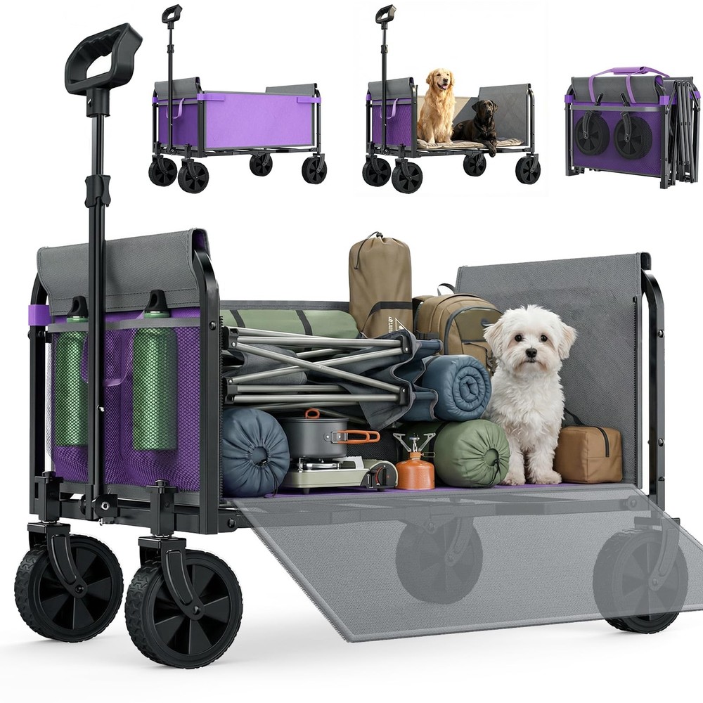 Aimnny Wagons Carts Foldable, Lightweight Collapsible Utility Purple