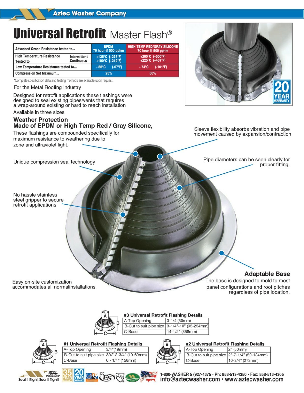 Retro/Zipper Metal Roofing Pipe Boot Flashing, 3/4" to 7-1/4" Pipes, Color Gray gallery
