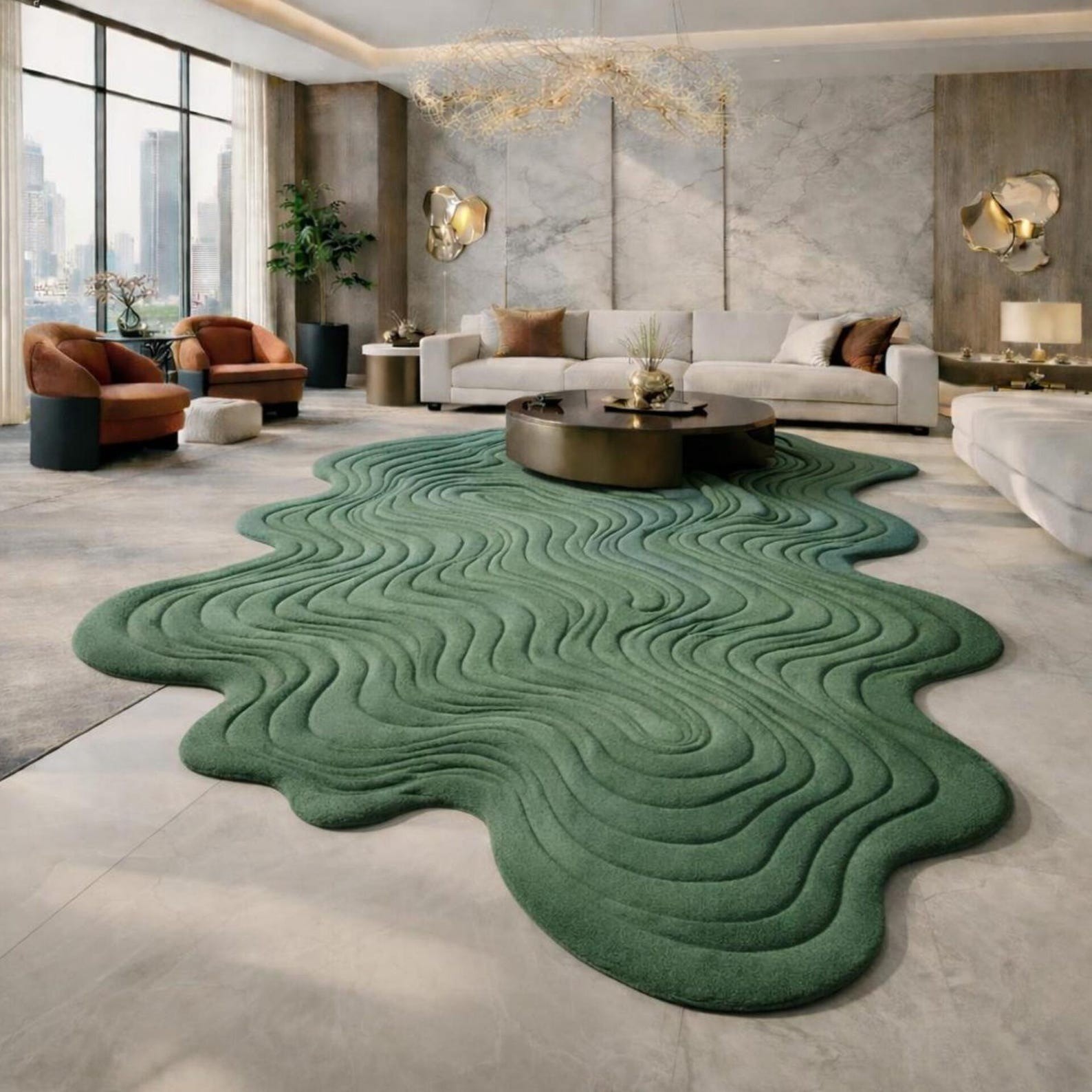 Handmade Rug | Irregular Rug | Wool Rugs | Living Room Rug | Tufted A400 gallery