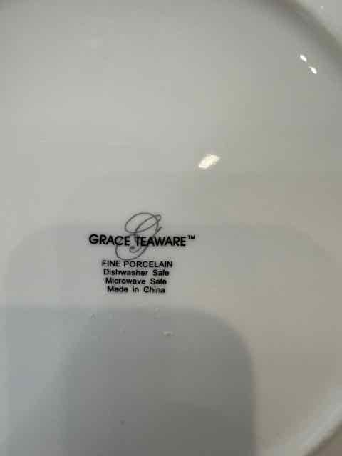 Grace Teaware 8'' Salad Plate with Flowers, Butterfly and Plums gallery