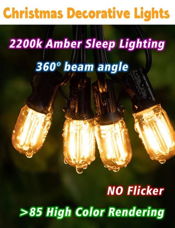 2 PCS E12 Night Light Bulbs 15W20W 2200K Warm Amber Sleep T22 2W 200lm gallery