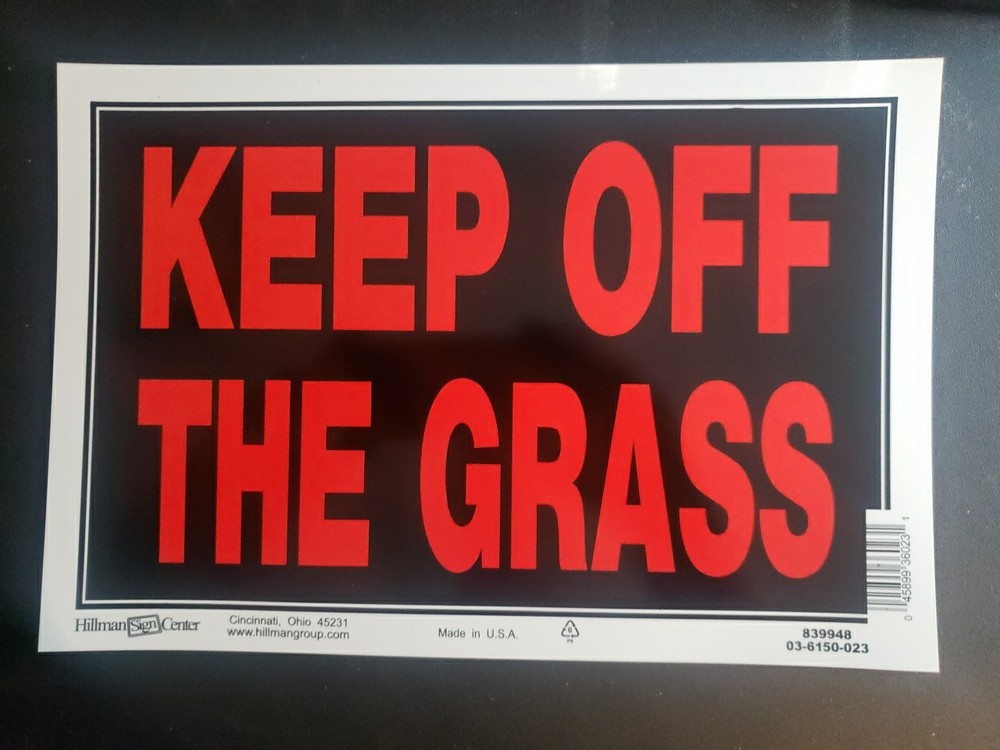 6 Signs - KEEP OFF THE GRASS yard SIGN 8" x 12 Fluorescent RED Plastic 839948