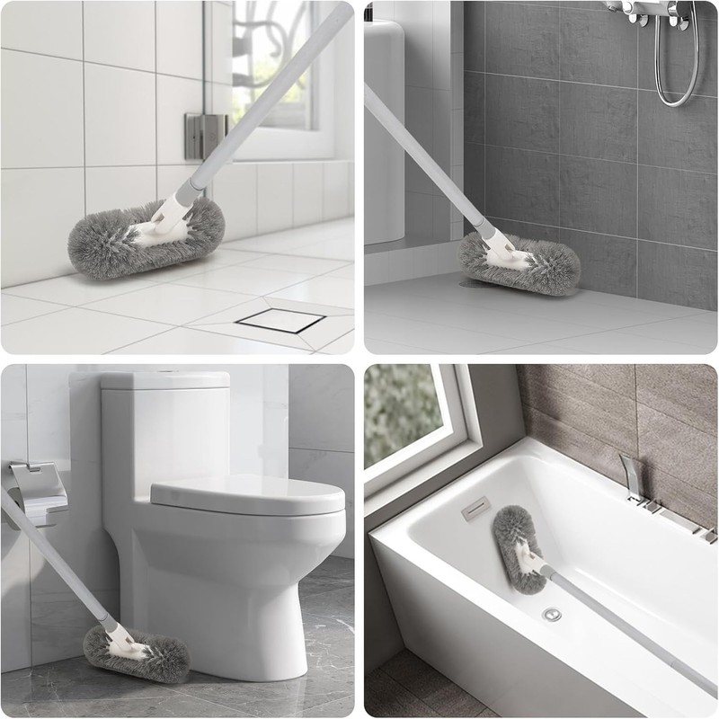 Deck Brush with 51" Handle - Swivel Floor Scrubber for Tile Pool Boat Gray gallery
